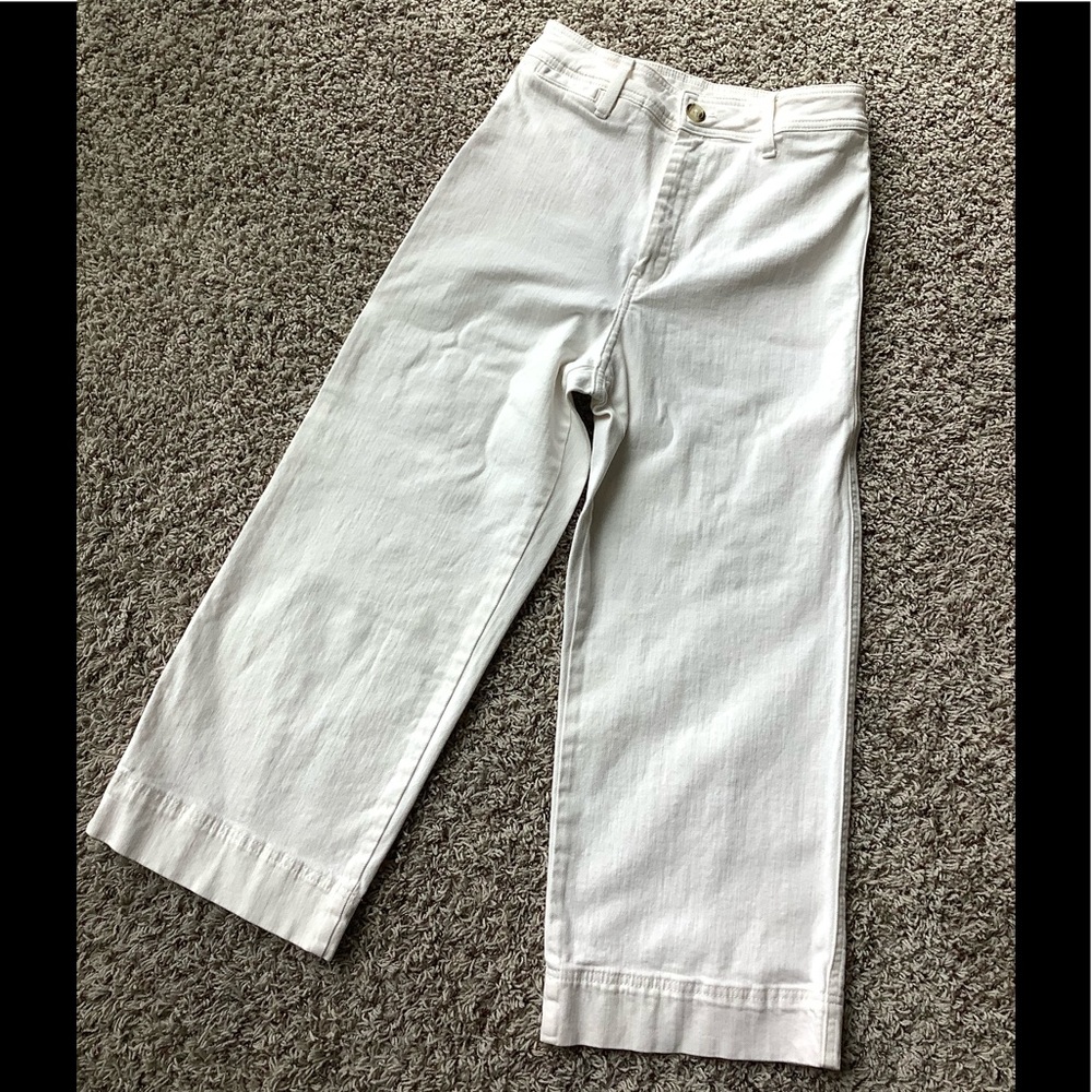 High Rise White Denim Wide Leg Culottes